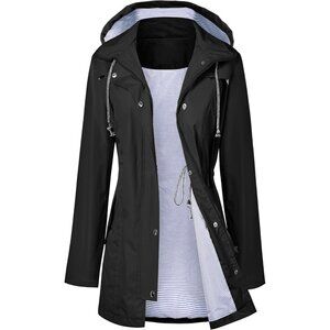 Raincoat Women Waterproof Long Hooded Trench Coats Lined Windbreaker Travel Jack